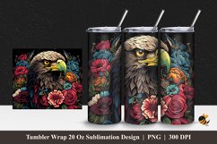 Eagle Flower Tumbler Wrap Sublimation Design 1 Product Image 1