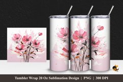 Pink Floral Tumbler Wrap Sublimation Design 1 Product Image 1