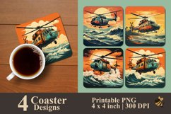 Retro Helicopter Coaster Sublimation Designs Product Image 1