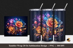 Flower Effect Tumbler Wrap Sublimation Design 1 Product Image 1