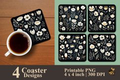 Wild Flower Doodle Coaster Sublimation Design Product Image 1
