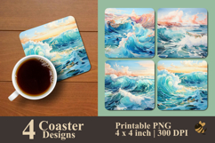 Ocean Whispers Coaster Sublimation Design Product Image 1