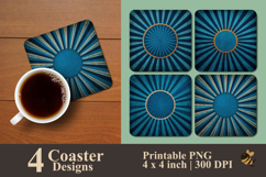 Azure Starbeam Glow Coaster Sublimation Design Product Image 1