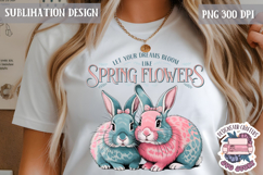 Cute Bunnies Spring Sublimation Design PNG Easter Hoop bunny Product Image 1