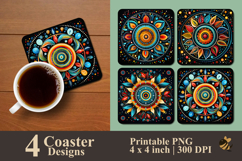 Dot Mandala Folk Coaster Sublimation Design Product Image 1