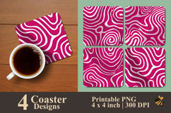 Groovy Pink Waves Coaster Sublimation Design Product Image 1
