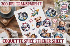 Coquette Spice sticker sheet Flowers Scrapbook PNG Bows Product Image 1