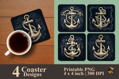 Handdrawn Anchor Coaster Sublimation Designs Product Image 1