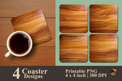 Natural Wood Texture Coaster Sublimation Design Product Image 1
