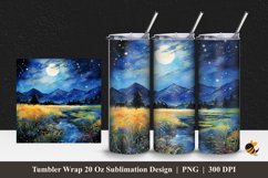 Grass at Night Tumbler Wrap Sublimation Design 1 Product Image 1