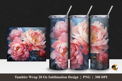 Peony Flowers Tumbler Wrap Sublimation Design 1 Product Image 1