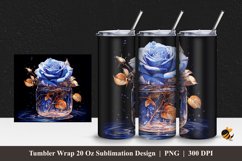 Rose With Jar Tumbler Wrap Sublimation Design 1 Product Image 1