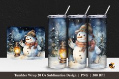 Snowman And Lamp Tumbler Wrap Sublimation Design 2 Product Image 1
