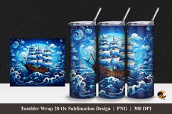 Pirate Ship Tumbler Wrap Sublimation Design 1 Product Image 1