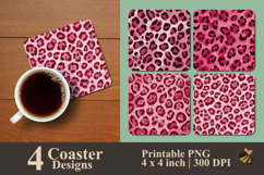 Pink Leopard Print Coaster Sublimation Design Product Image 1