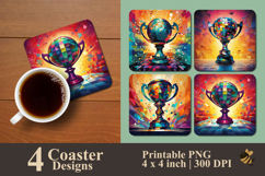 Trophy Illustration Coaster Sublimation Design Product Image 1