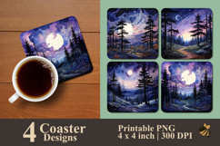 Twilight Marker Pinescape Coaster Sublimation Design Product Image 1