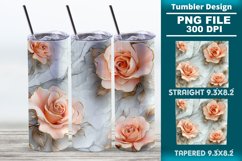 3D Rose Tumbler 20oz skinny wrap design, Tumbler design Product Image 1