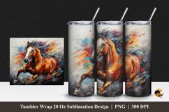 Horse Color Tumbler Wrap Sublimation Design 1 Product Image 1
