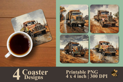 Rusty Freight Hauler Coaster Sublimation Design Product Image 1