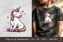 Unicorn Cartoon DTF Sublimation Clipart Design 1 Product Image 1
