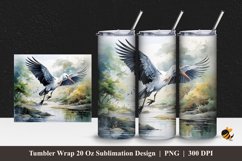 Herons on The Lake Tumbler Wrap Sublimation Design 1 Product Image 1