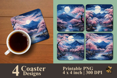 Nature Panorama Illustration Coaster Sublimation Design Product Image 1