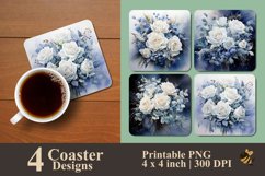 Painting White Rose Coaster Sublimation Designs Product Image 1