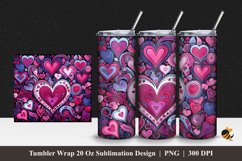 Cute Pink Love Tumbler Wrap Sublimation Design 1 Product Image 1