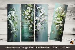 Green Accent Flowers Bookmarks Sublimation Design Product Image 1