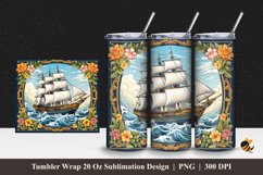 Handdrawn Pirate Ship Tumbler Wrap Sublimation Design 1 Product Image 1