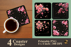 Cherry Blossoms Fall Coaster Sublimation Design Product Image 1