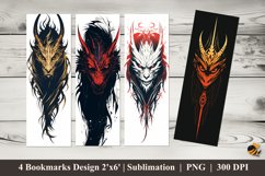 Demon Dragon Head Bookmarks Sublimation Design Product Image 1
