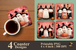 Halloween Ghost Family Coaster Sublimation Design Product Image 1