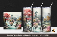 Misty Waterfall Tumbler Wrap Sublimation Design 1 Product Image 1