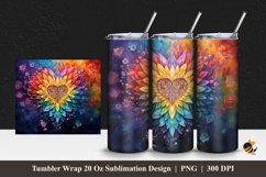 Rainbow Flower Tumbler Wrap Sublimation Design 1 Product Image 1