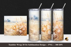 Watercolor Lake Bush Tumbler Wrap Sublimation Design 1 Product Image 1