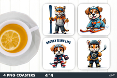 Sport Animal Coaster PNG, Winter Sport Coaster PNG Product Image 1