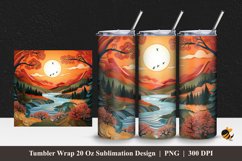 3D Sunset Valley Tumbler Wrap Sublimation Design 1 Product Image 1