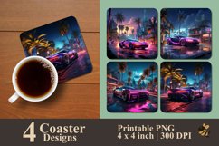 Neon Car Coaster Sublimation Designs Product Image 1