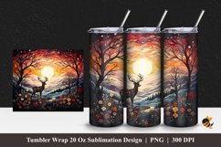 Forest Deer Tumbler Wrap Sublimation Design 1 Product Image 1