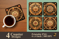 Boho Ethnic Coaster Sublimation Design Product Image 1