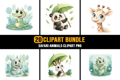 20 Safari Animals Clipart Bundle Product Image 1