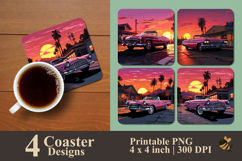 Classic Car Parking Coaster Sublimation Design Product Image 1