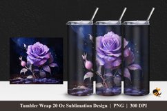 Realistic Purple Rose Tumbler Wrap Sublimation Design 1 Product Image 1