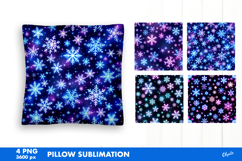 Iridescent Christmas Pillow PNG. Snowflakes Sublimation Product Image 1