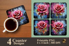Rose illustration Coaster Sublimation Designs Product Image 1