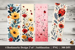 Ladybug Flowers Bookmarks Sublimation Design Product Image 1