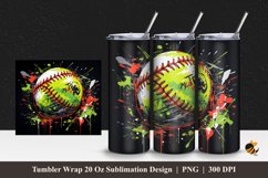 Graffiti Baseball Tumbler Wrap Sublimation Design 1 Product Image 1