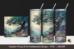 Beauty Garden Tree Tumbler Wrap Sublimation Design 1 Product Image 1